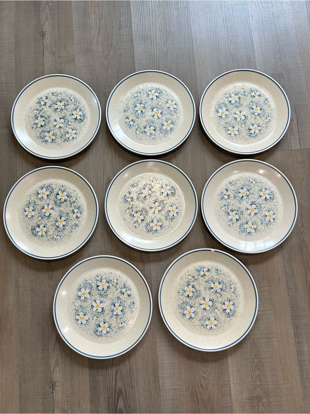 Set Of 8 Lenox Temper-Ware Dewdrops Daisy Dinner Plates 10 1/4"